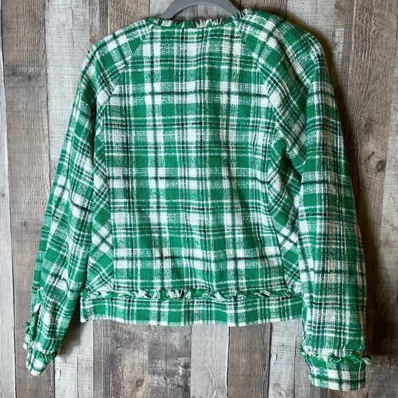 Cabi Women's Sophia Green Plaid Tweed Button Up Library Jacket Style #5653 - Picture 11 of 13